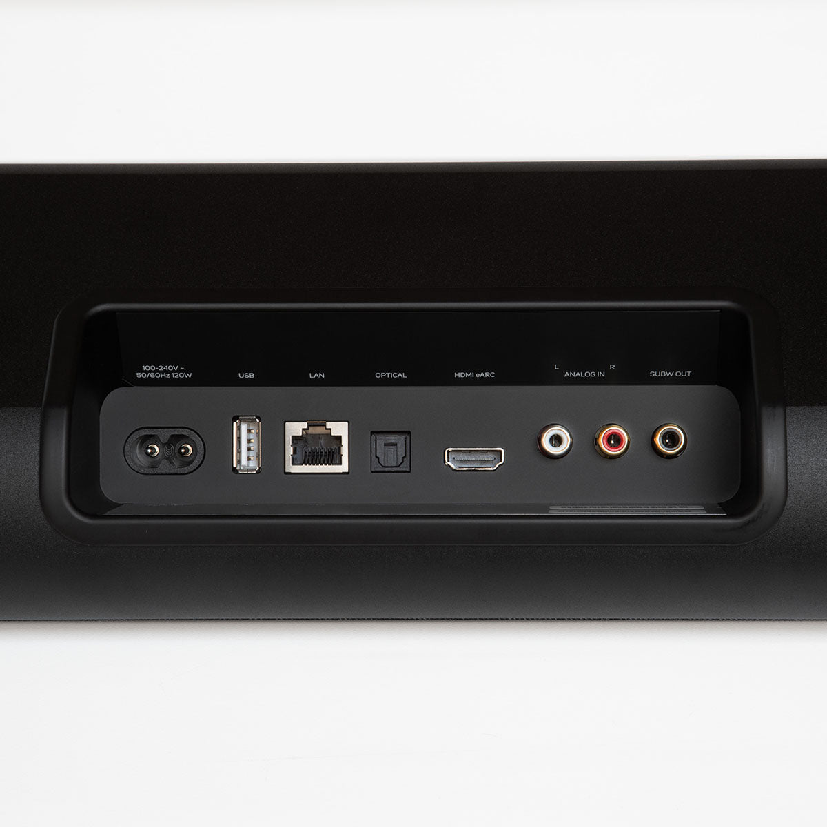 Bluesound Pulse Cinema Multi-Room Streaming Soundbar detail of rear inputs