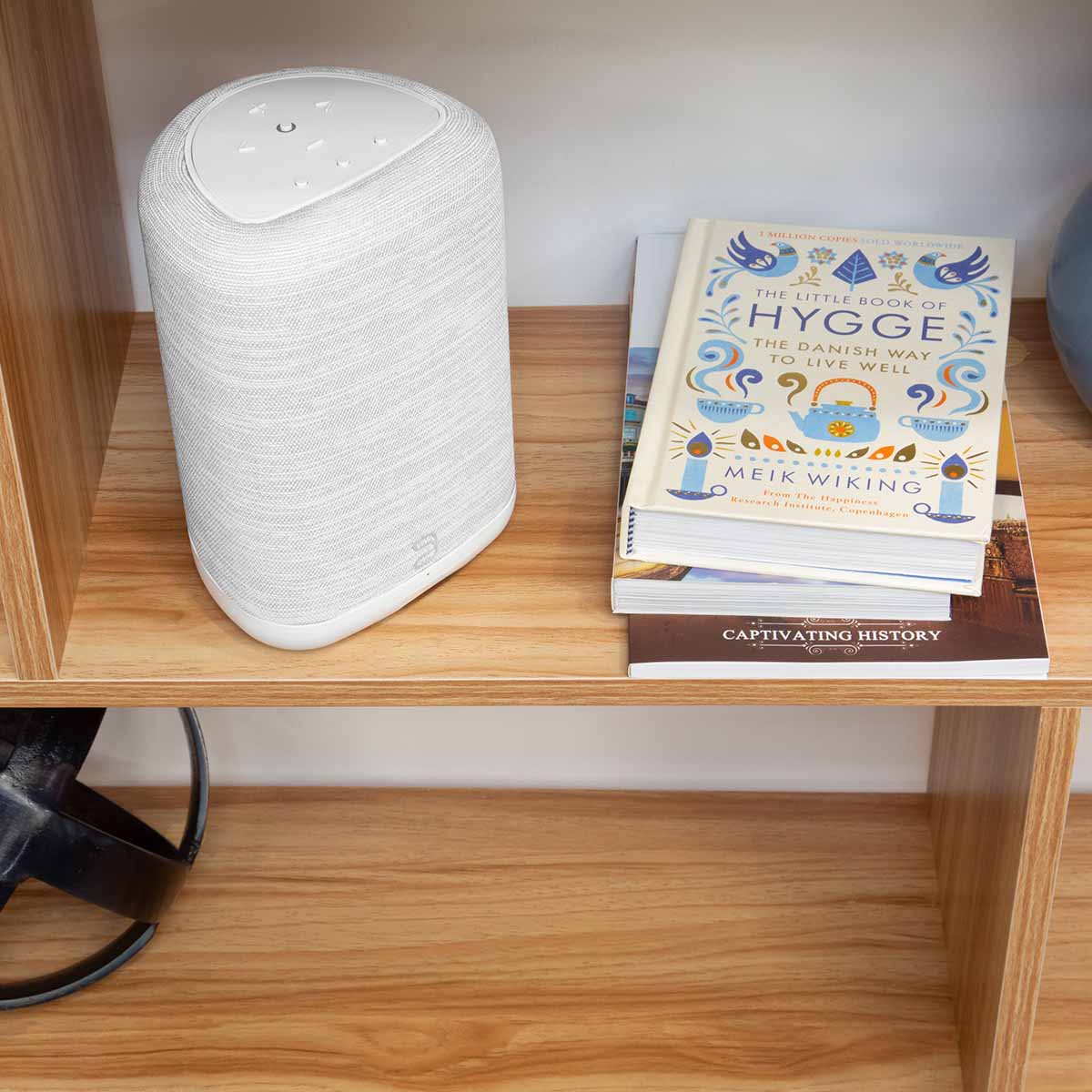 Bluesound Pulse Flex Wireless Multi-Room Music Streaming Speaker - Each - lifestyle photo white speaker on shelf