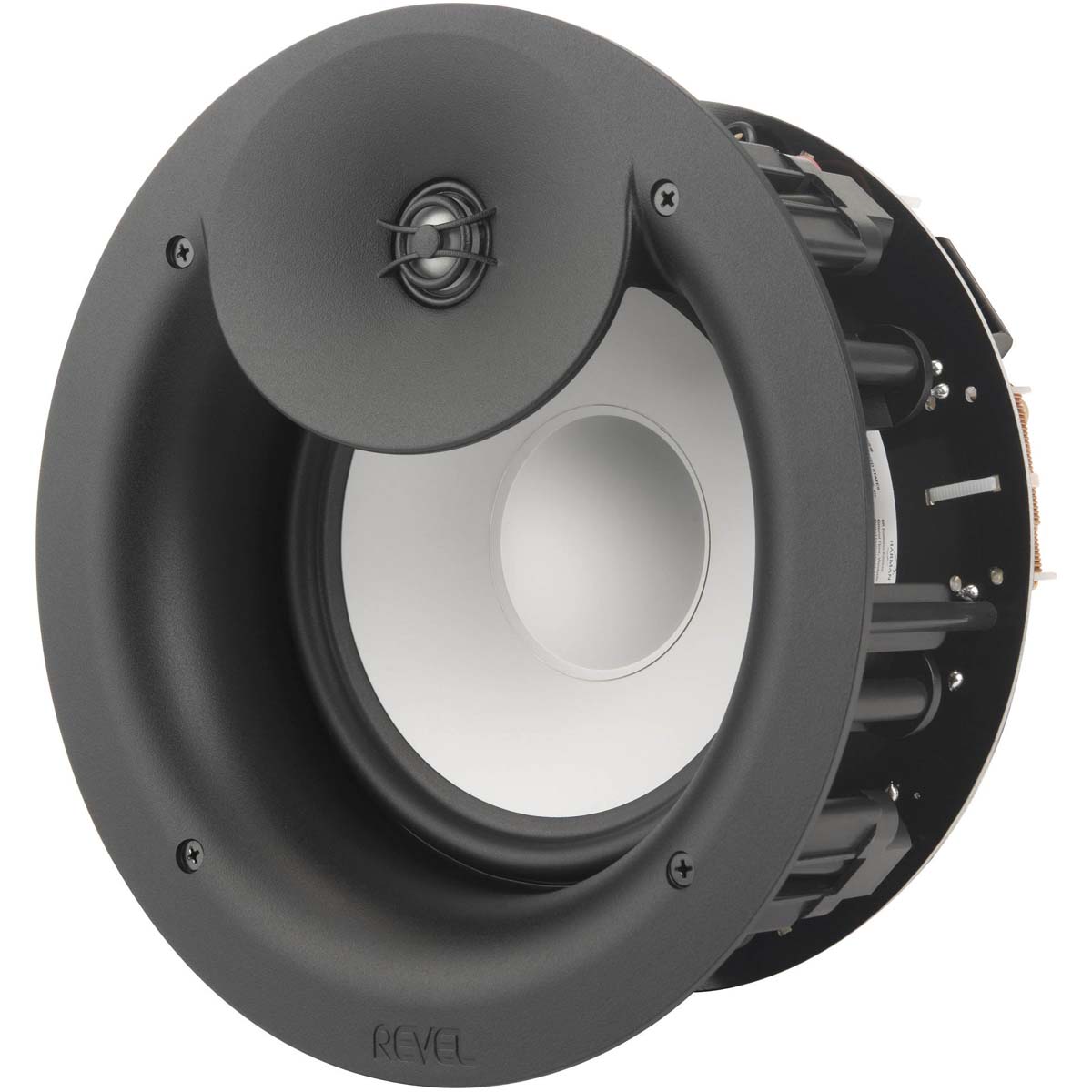 Revel C128Be 2-Way In-Ceiling Loudspeaker - Each angled front view without grille