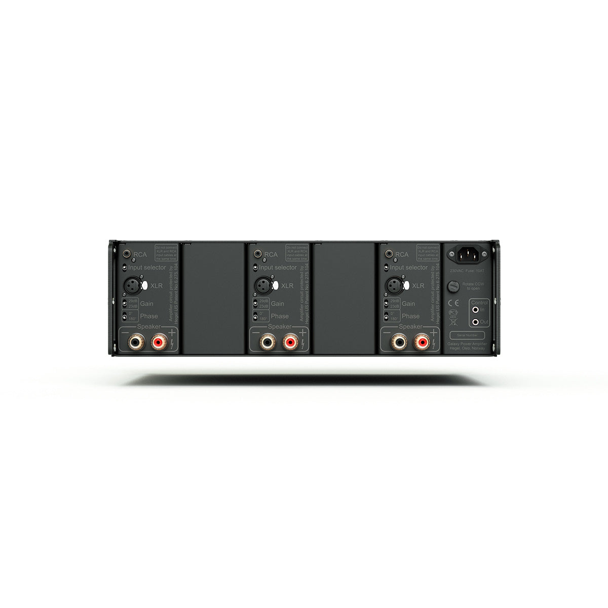 Hegel C53 3-Channel Amplifier back view