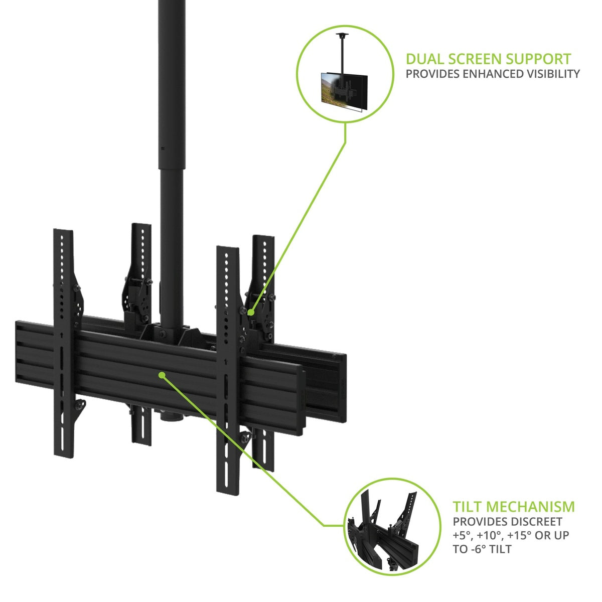 Kanto CM600BTB Back-to-Back Dual Screen TV Ceiling Mount for 40” to 80” TVs