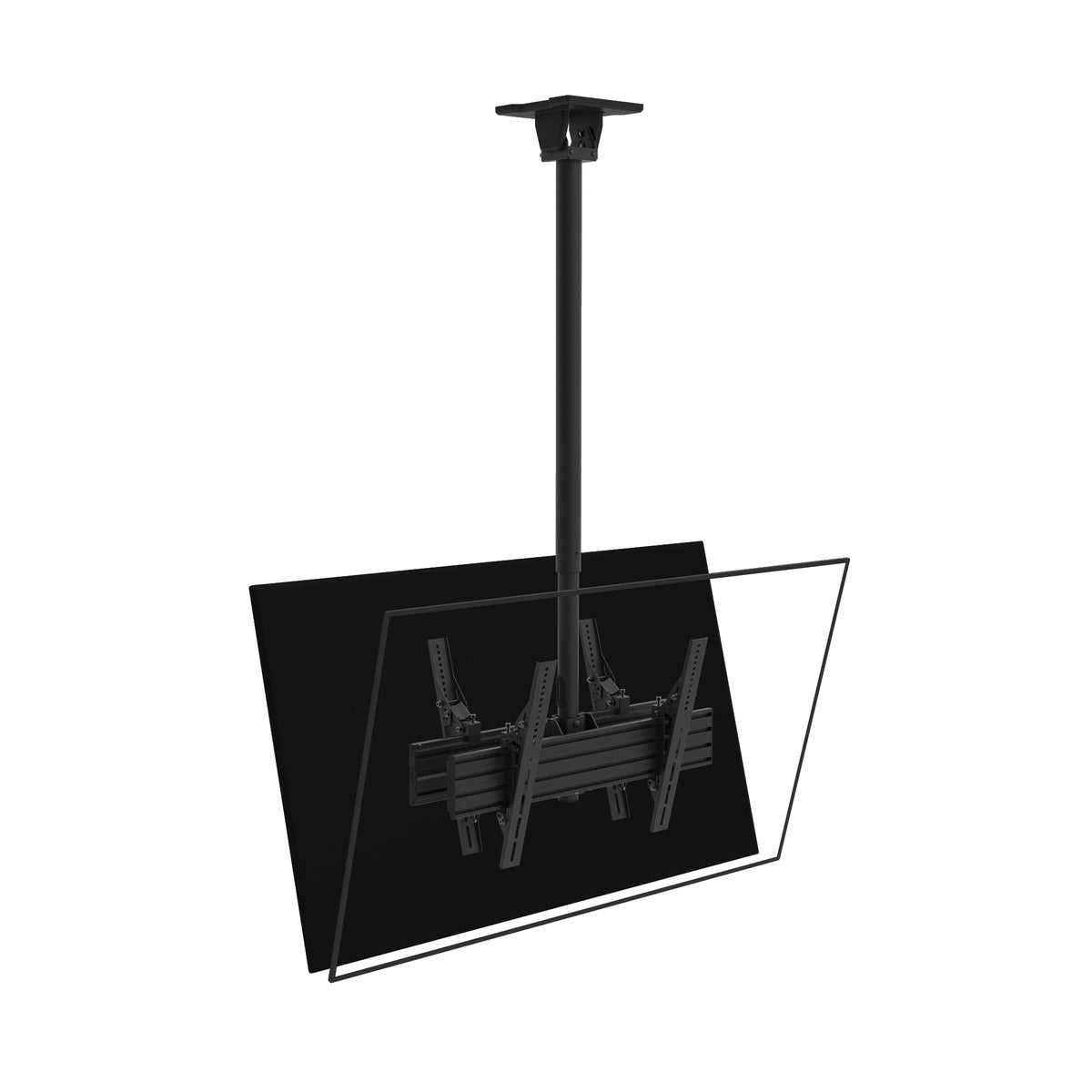 Black ceiling mount bracket on a white background