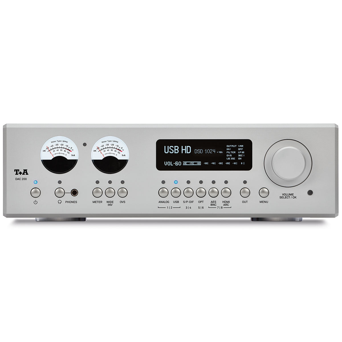 T+A DAC 200 D/A Converter / Pre-Amplifier - Silver - front view