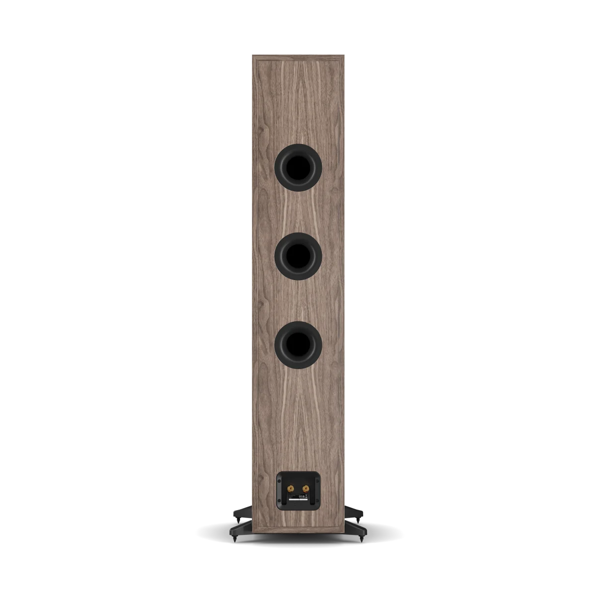 DALI SONIK 9 Passive Floorstanding Speakers in walnut speaker with black ports on a white background