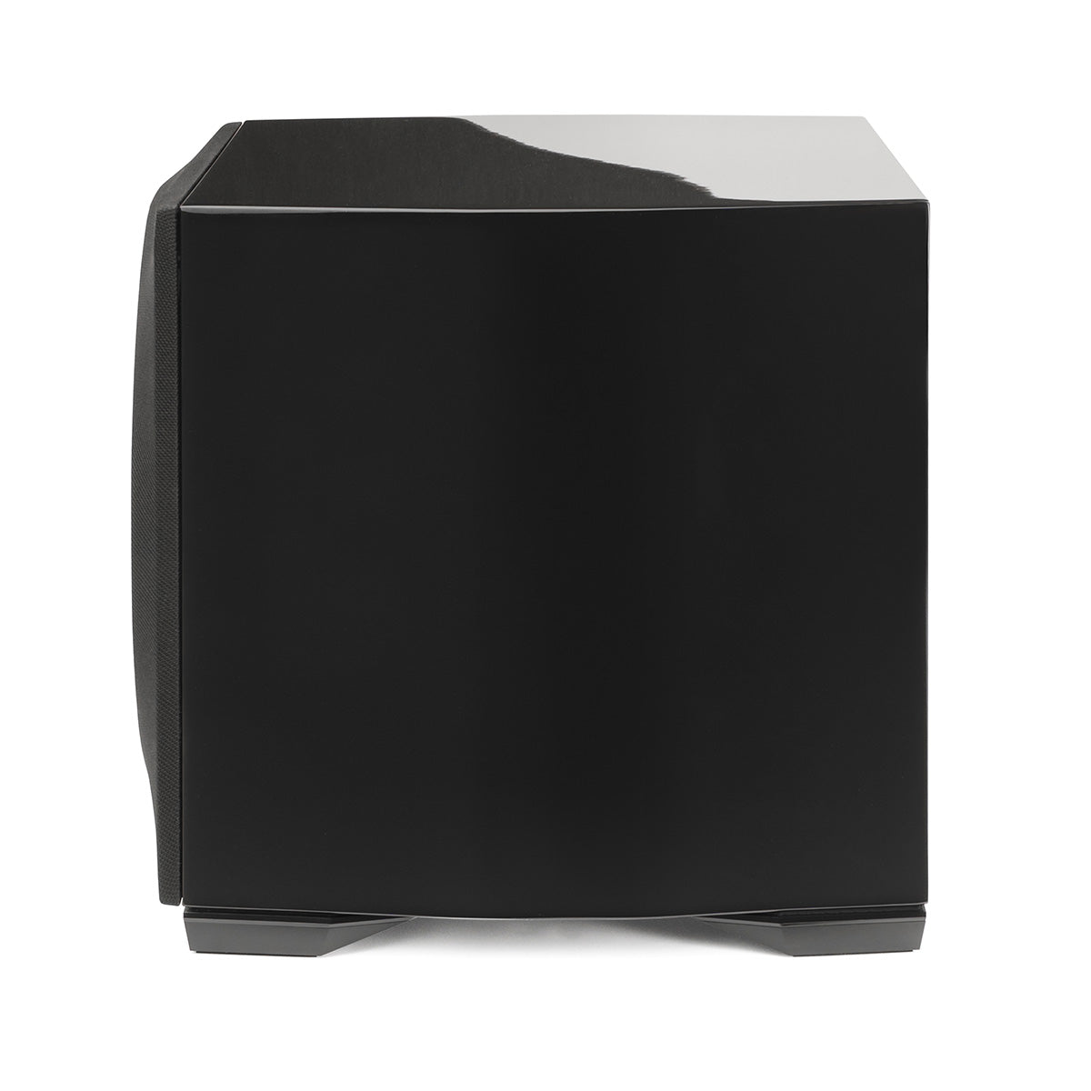 Paradigm Defiance S10 10-inch Subwoofer gloss black with grille side view facing left