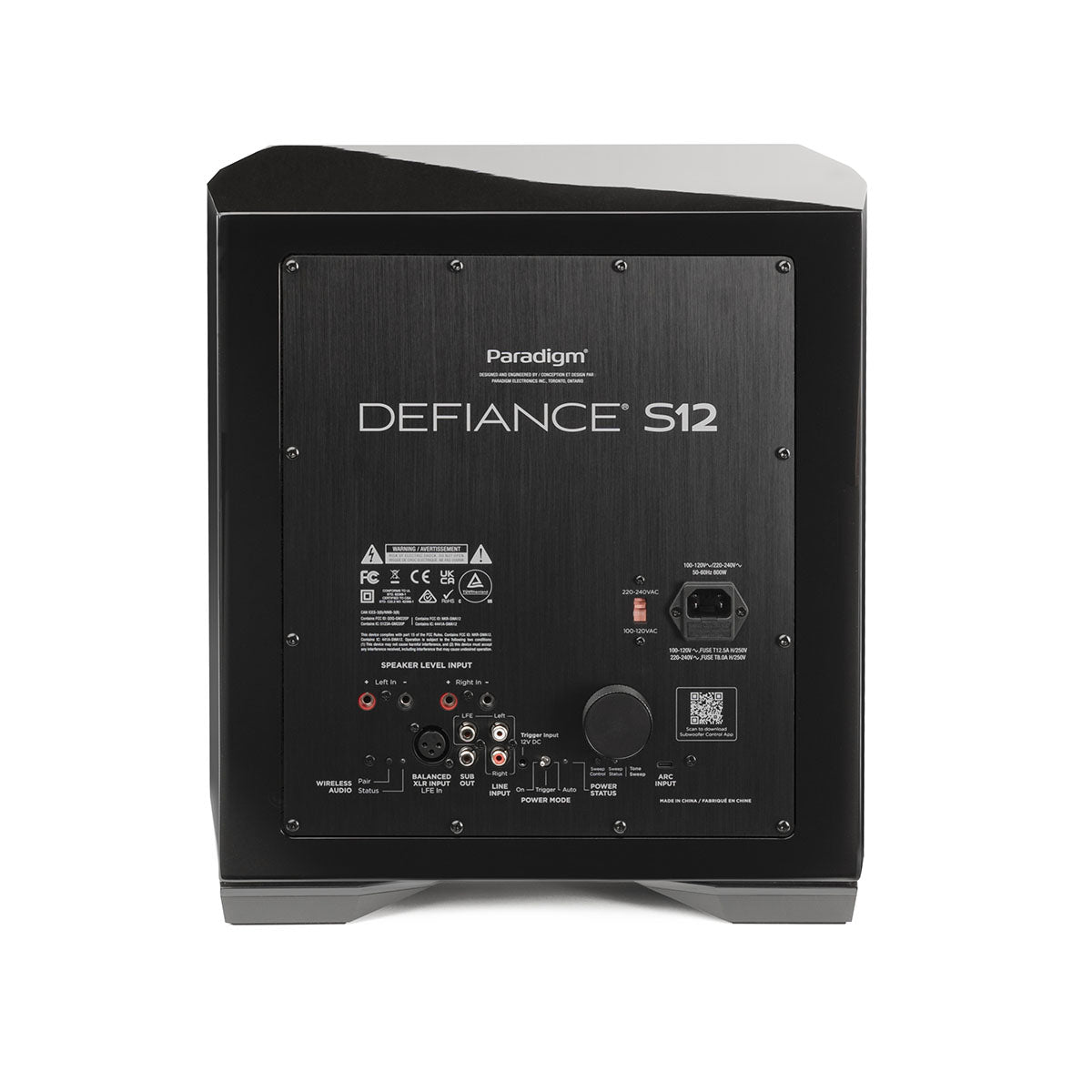 Paradigm Defiance S12 12-inch Subwoofer gloss black rear view