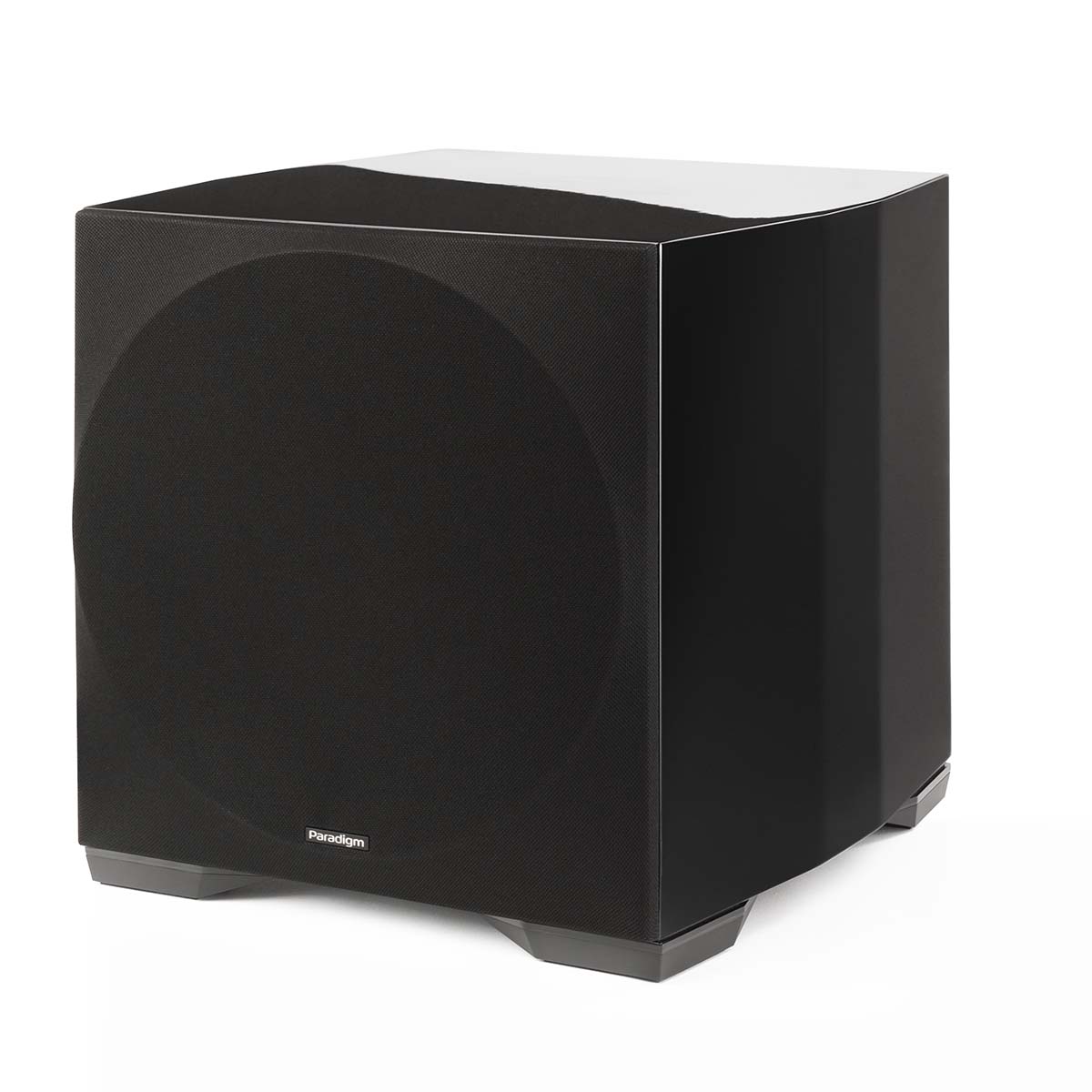 Paradigm Defiance S12 12-inch Subwoofer gloss black with grille front view angled left