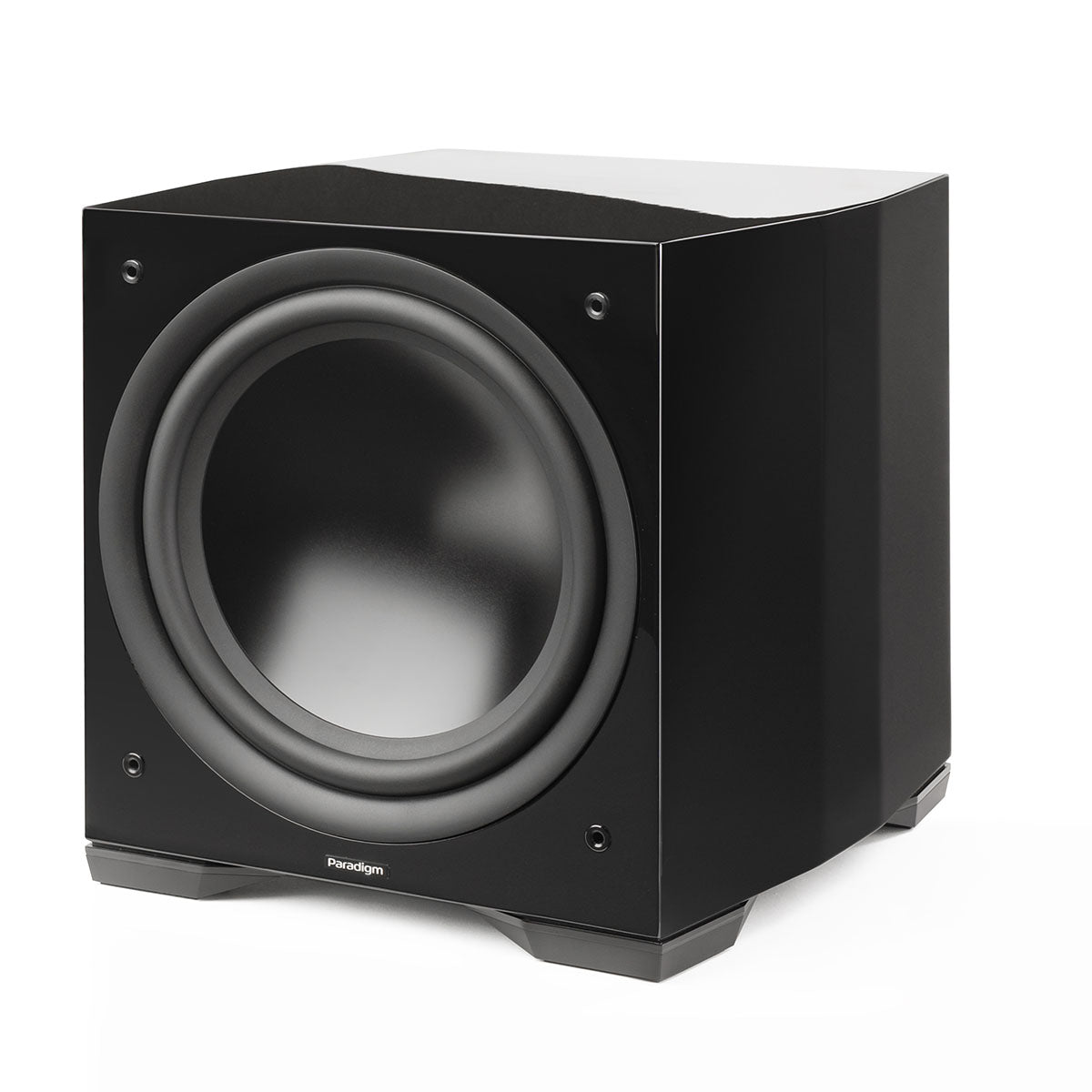 Paradigm Defiance S12 12-inch Subwoofer gloss black without grille front view angled left