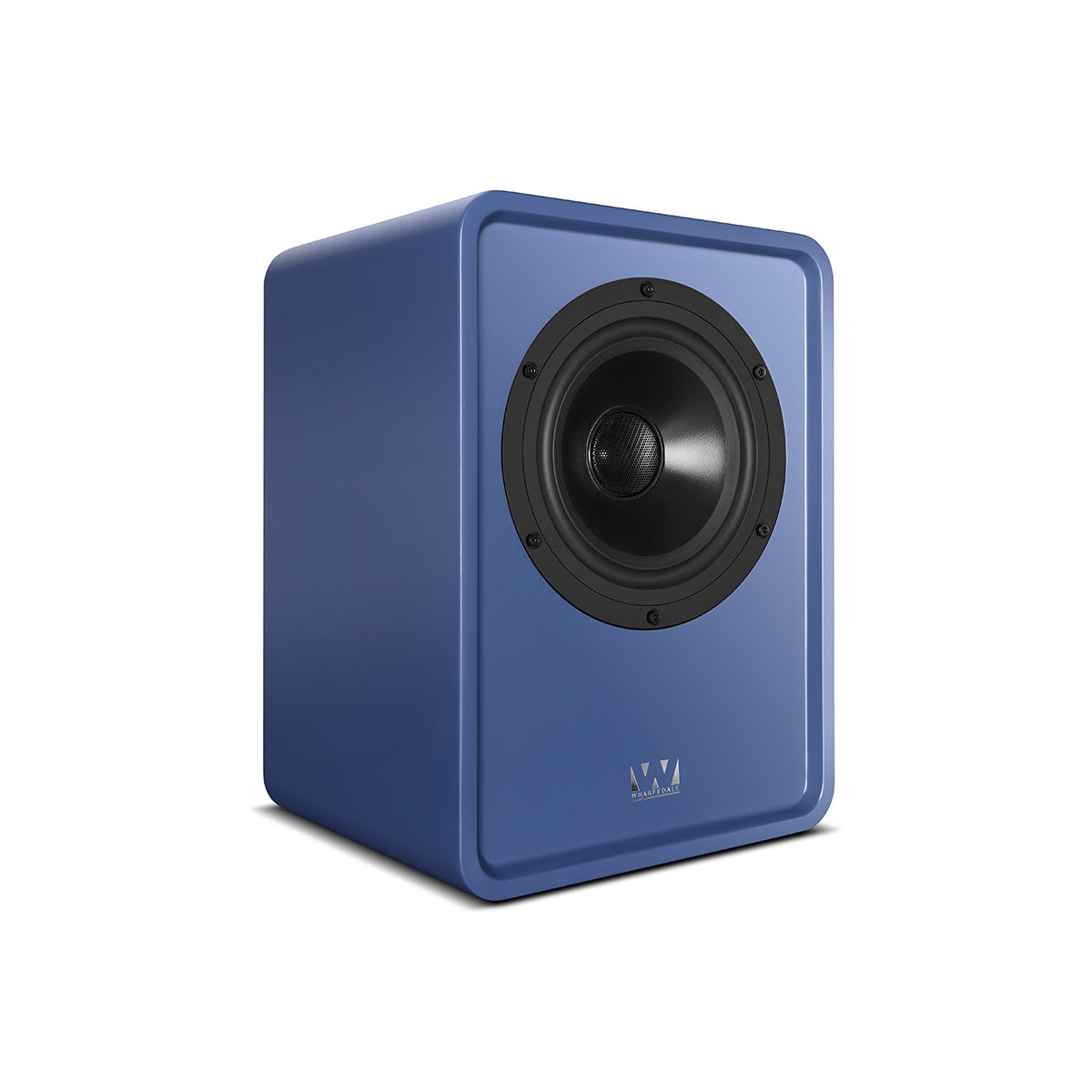 Wharfedale Denton 1S Speaker - single matte blue without grille - angled front view