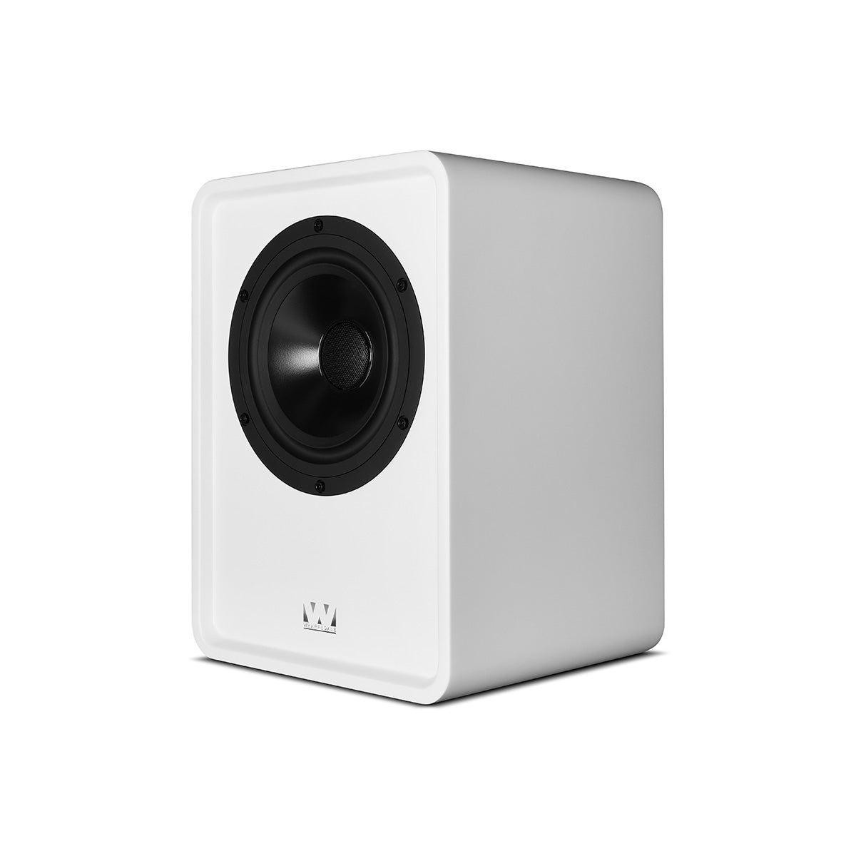 Wharfedale Denton 1S Speaker - single matte white without grille - angled front view
