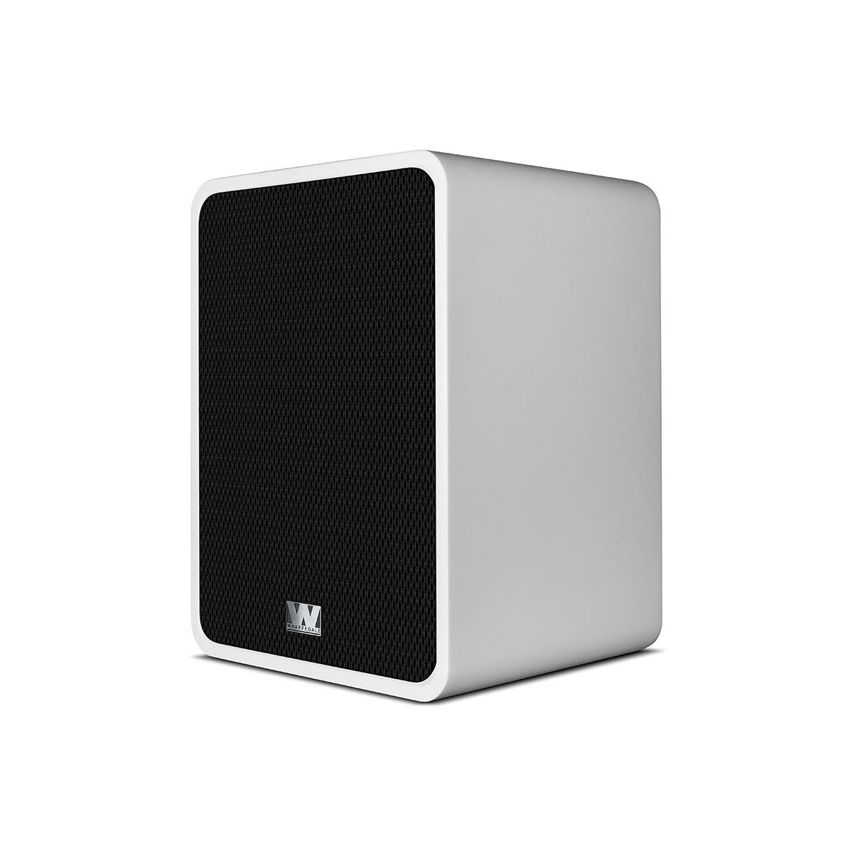 Wharfedale Denton 1S Speaker - single matte white with grille - angled front view