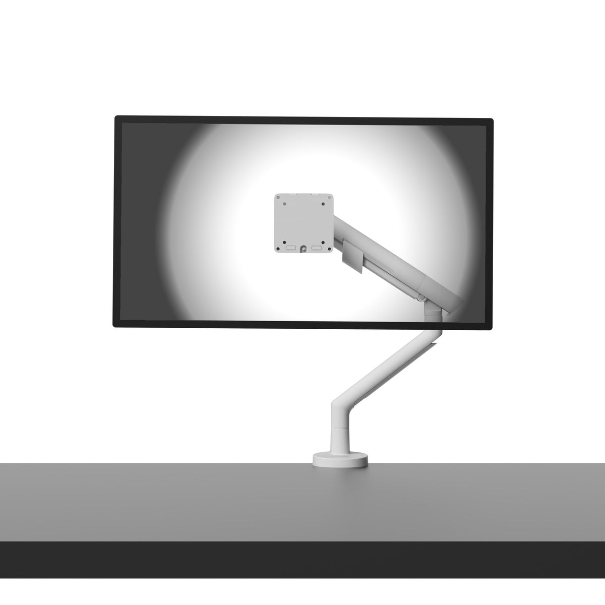 Monitor stand with a monitor on a white background