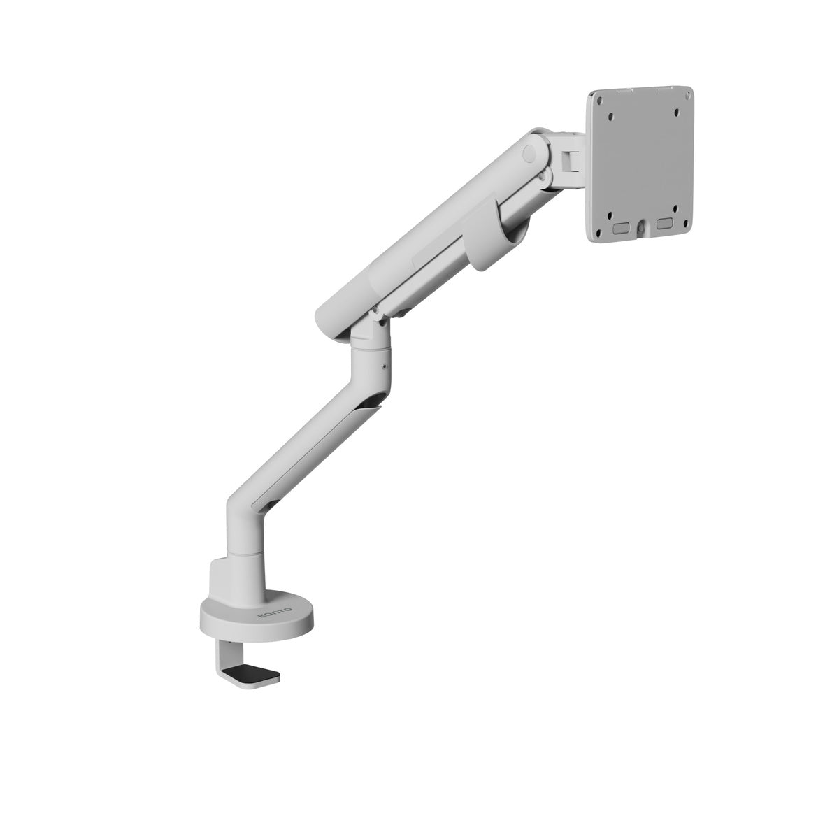 White adjustable monitor stand on a white background