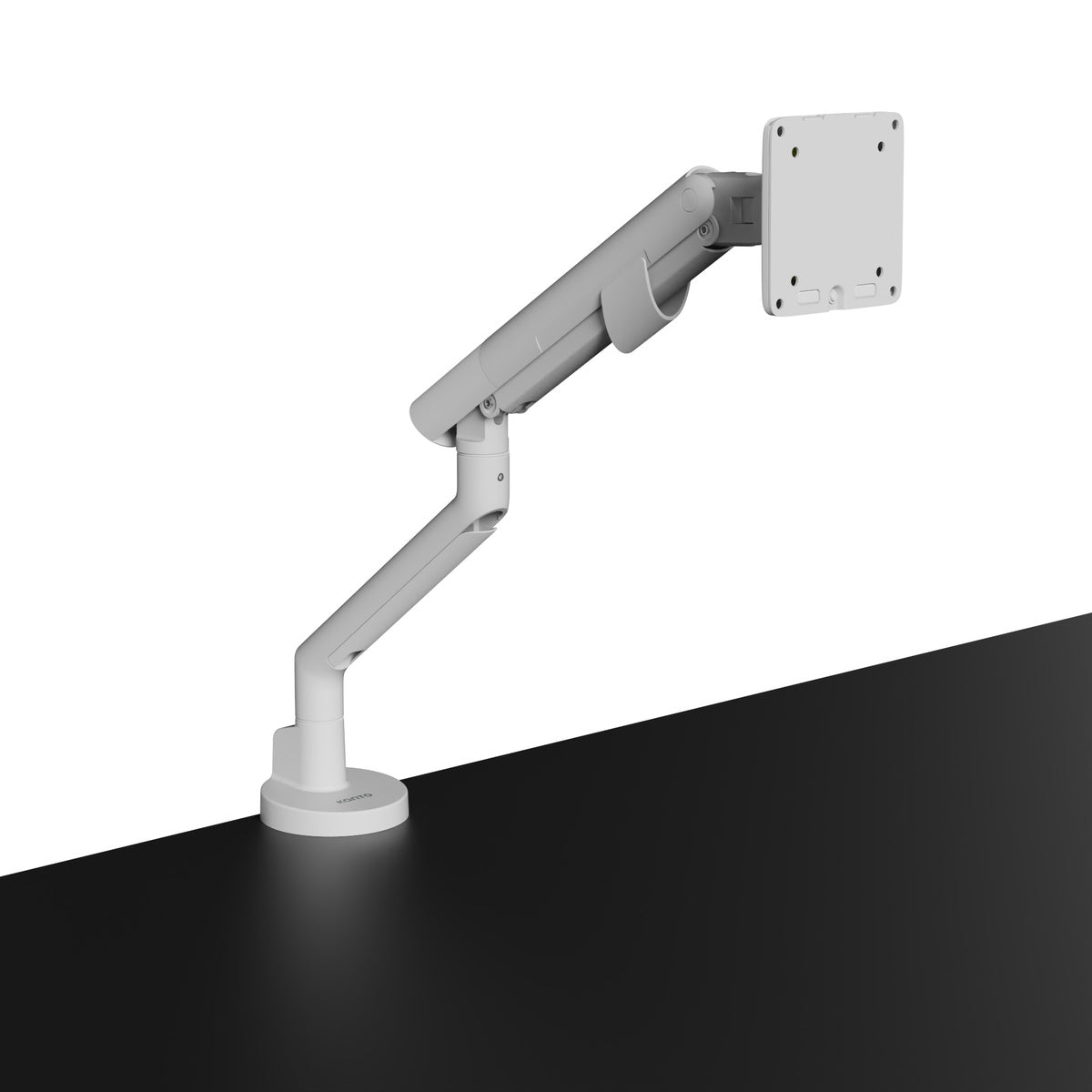 Monitor arm on a black and white background
