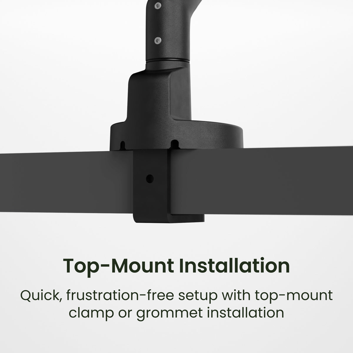 Top-mount installation clamp or grommet on a white background with text.