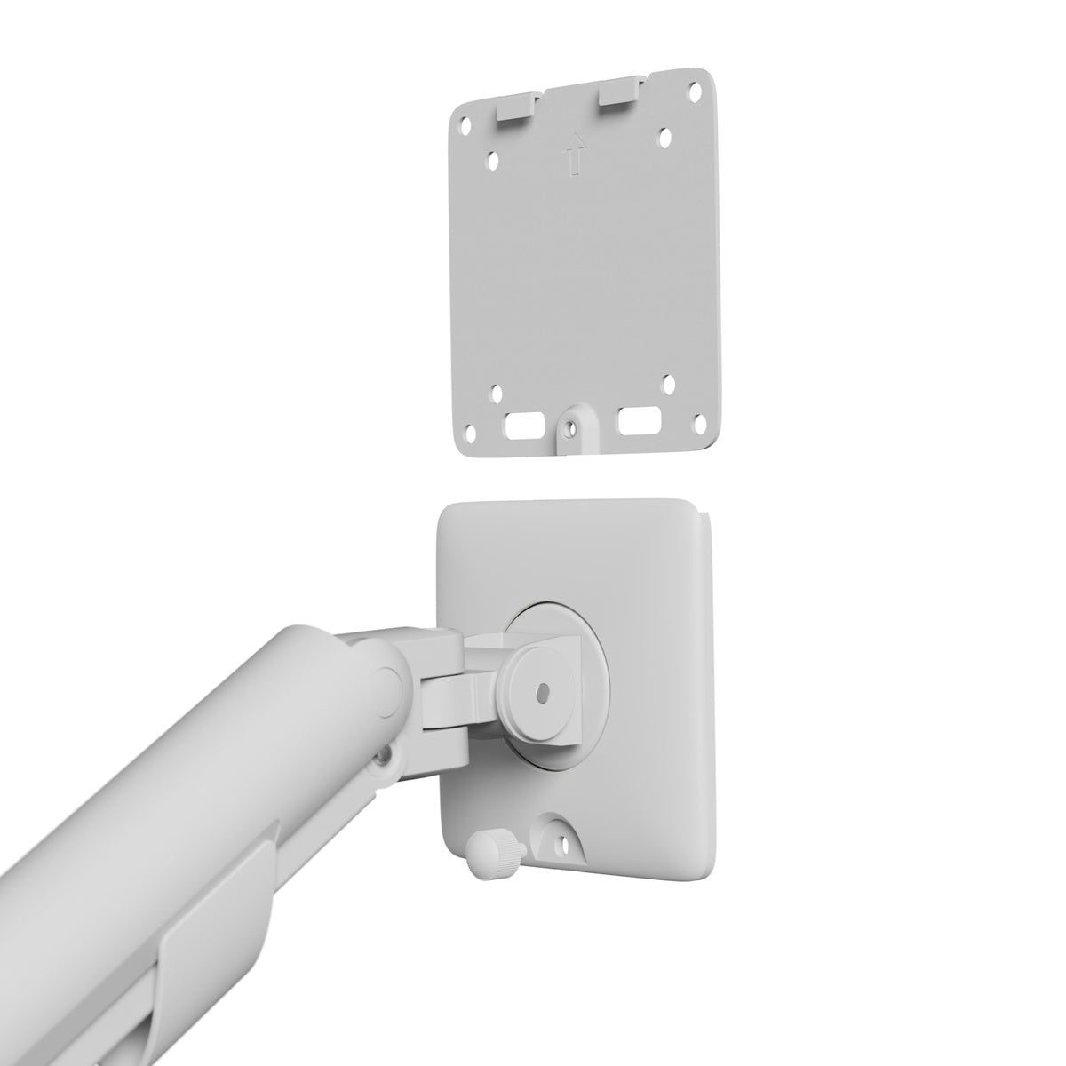 White monitor wall mount on a white background