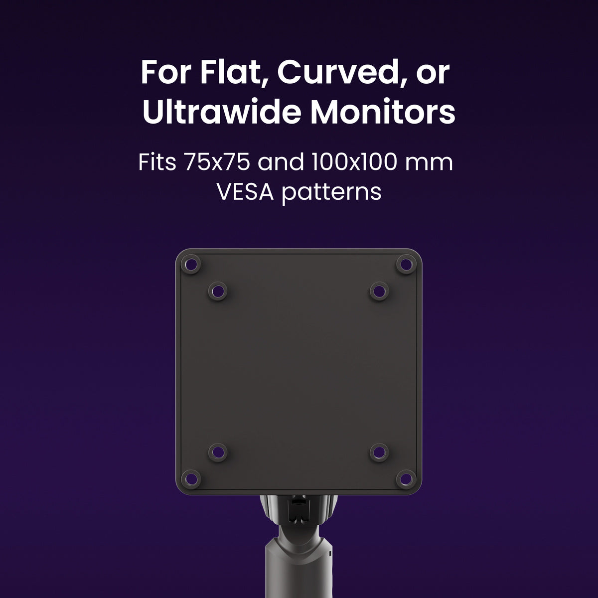 Monitor stand with VESA plate on a dark purple background