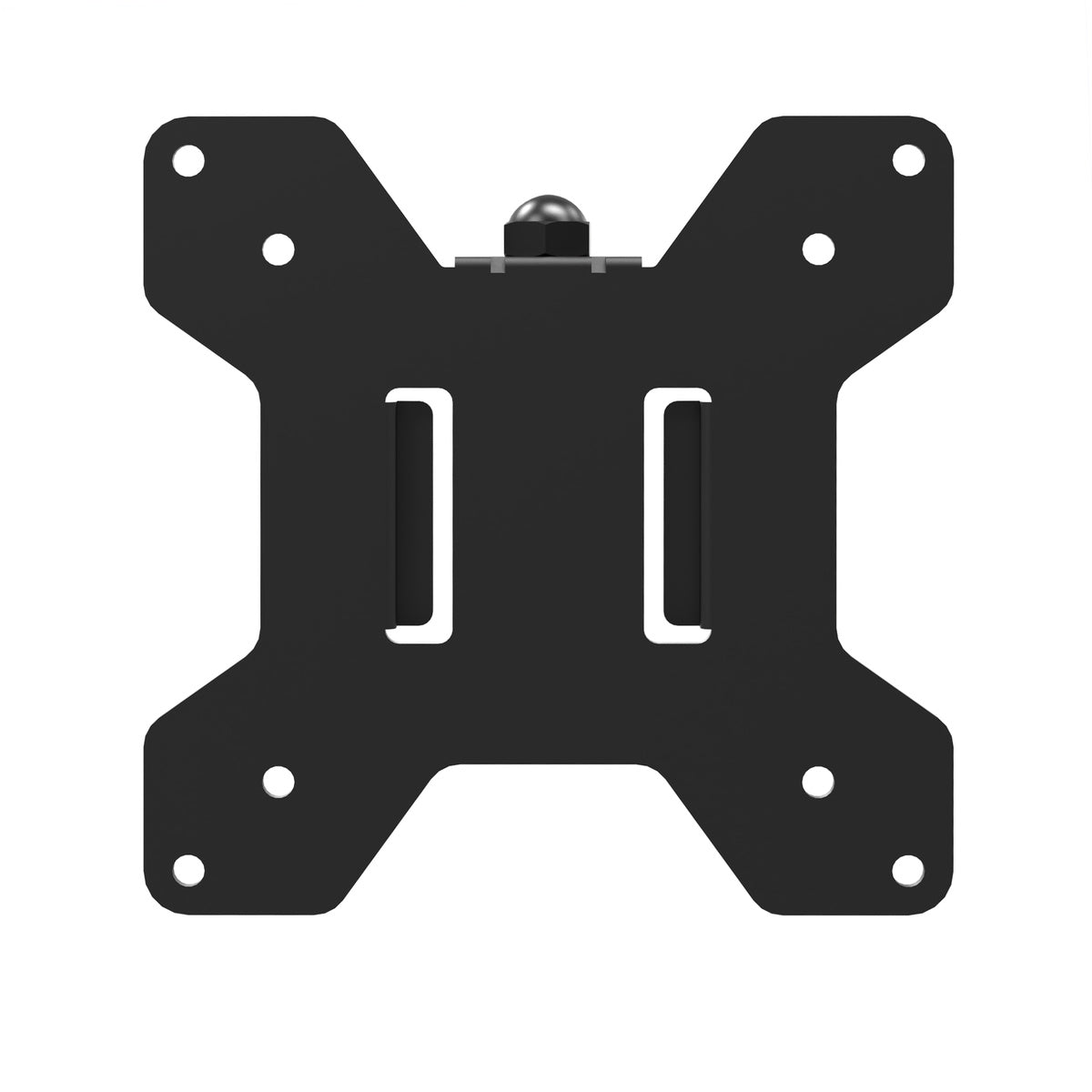 Black TV wall mount bracket on a white background