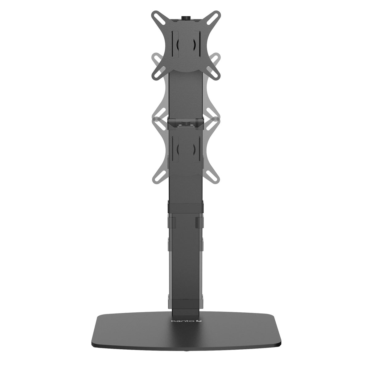 Black adjustable monitor stand on a white background