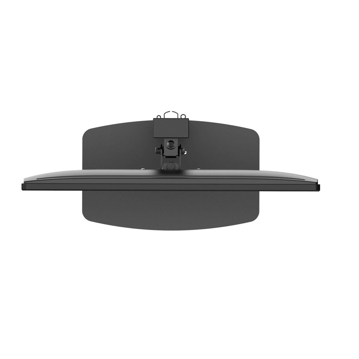 Black adjustable monitor stand on a white background