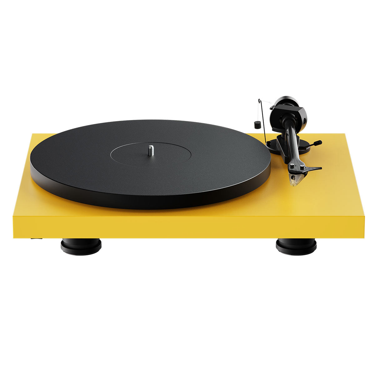 Pro-Ject Debut EVO 2 Hi-Fi Turntable - Satin Yellow - high-angle top-front view no dustcover
