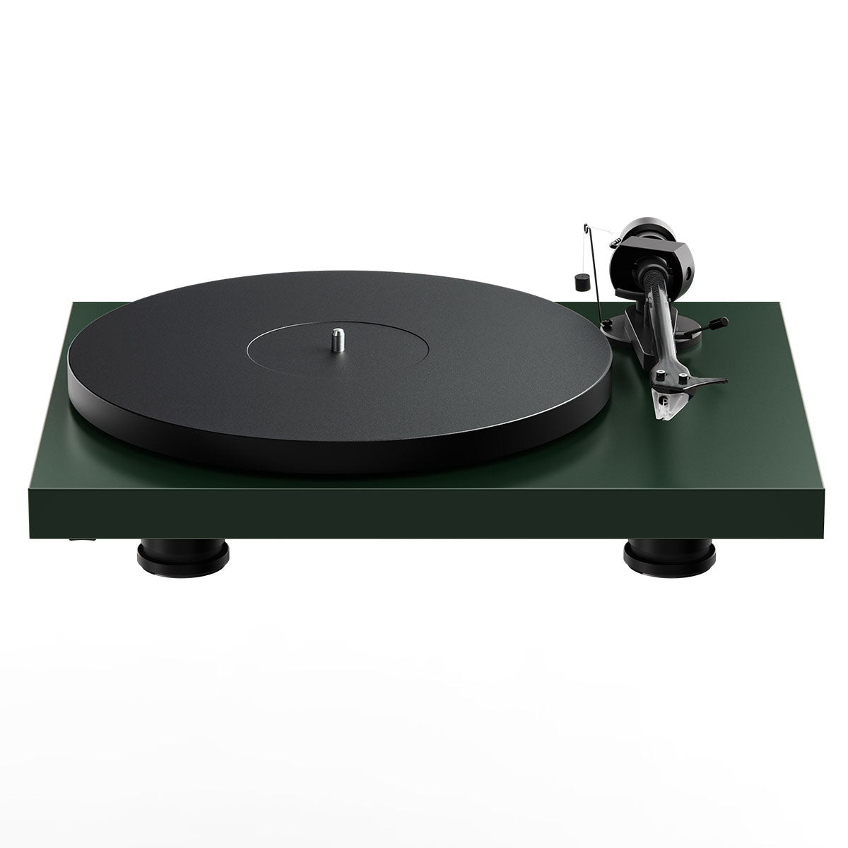 Pro-Ject Debut EVO 2 Hi-Fi Turntable - Satin Green - high-angle top-front view no dustcover