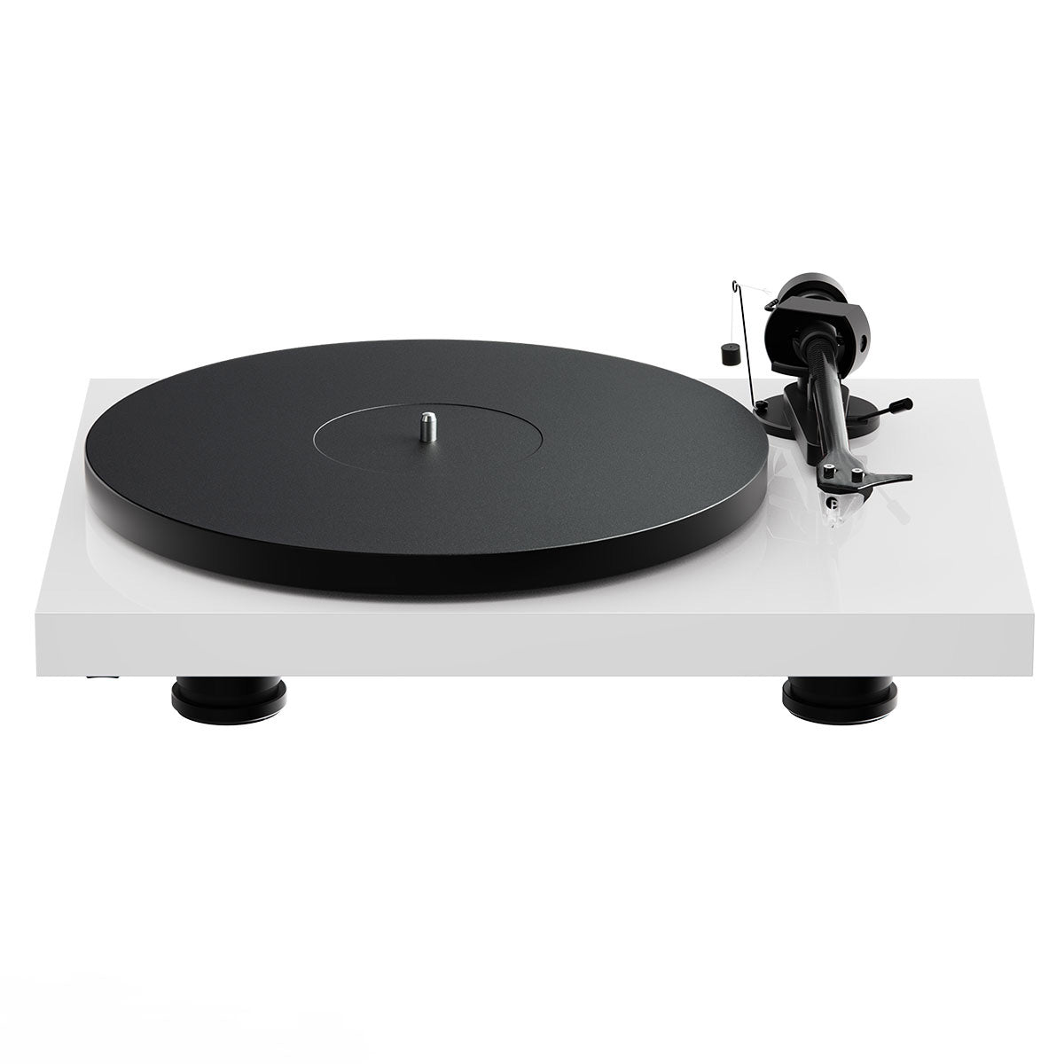 Pro-Ject Debut EVO 2 Hi-Fi Turntable - Gloss White - high-angle top-front view no dustcover