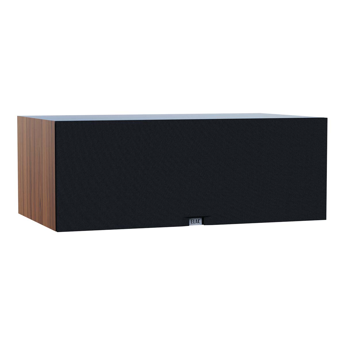 ELAC Debut 3.0 DC53 5.25" Center Speaker - Walnut - front view with grille angled right