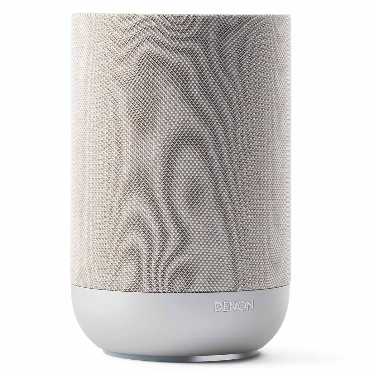 Denon Home 200 Stereo Wireless Smart Speaker - Silver - front view angled right