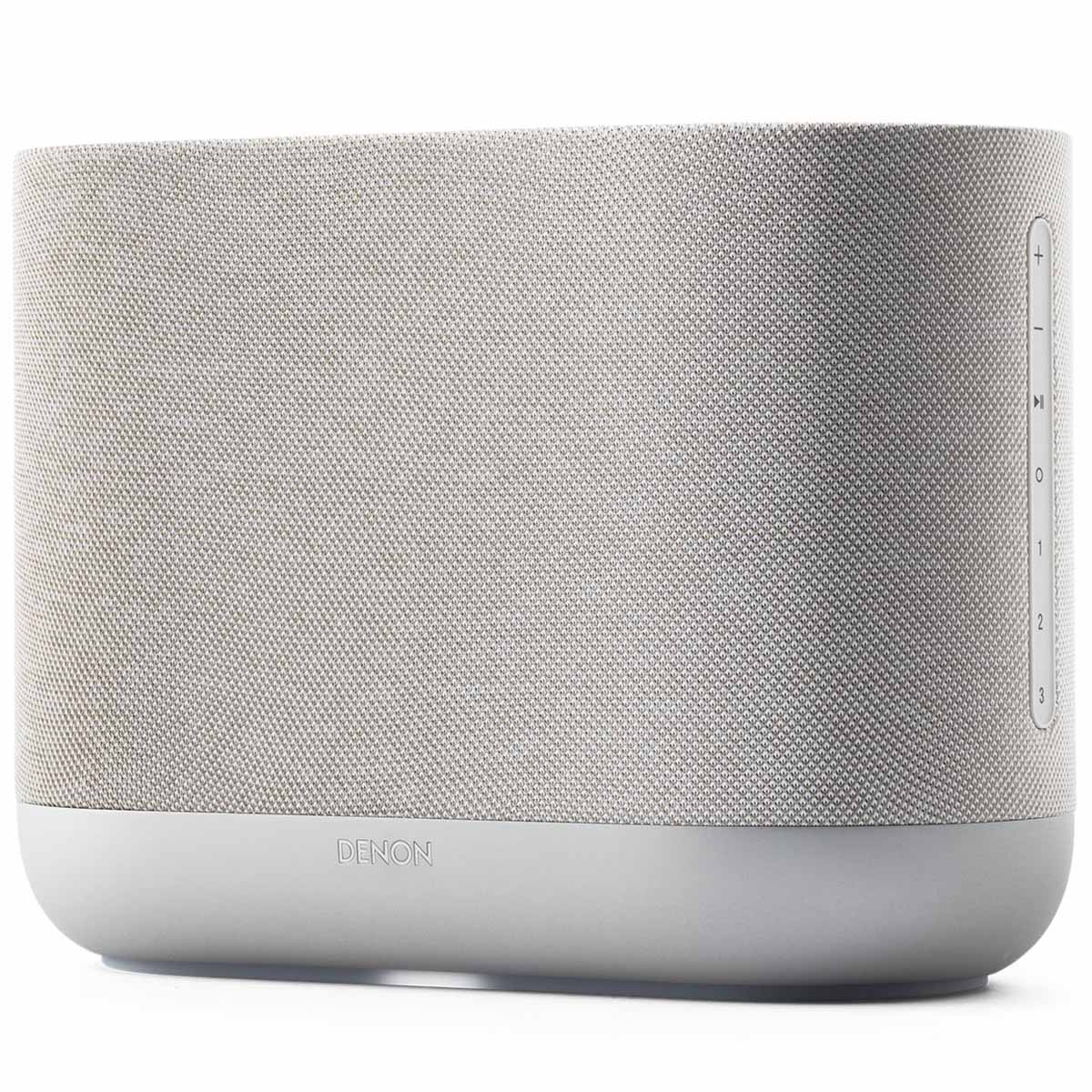 Denon Home 400 Stereo Wireless Smart Speaker - Silver - front view angled left