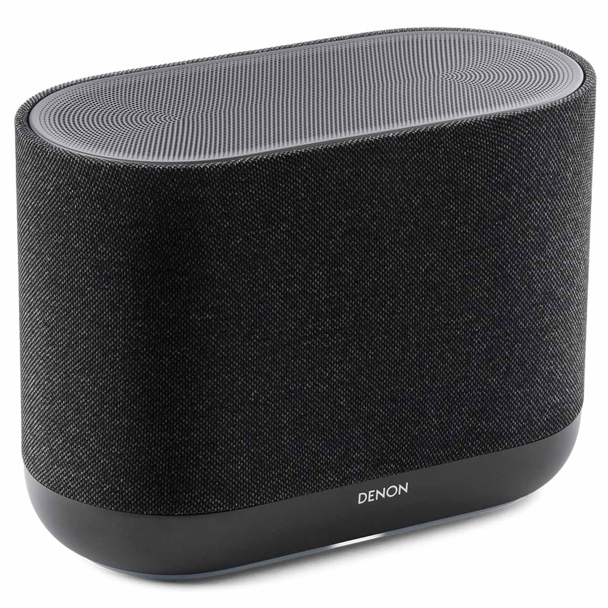 Denon Home 400 Stereo Wireless Smart Speaker - Black - front and top view angled right
