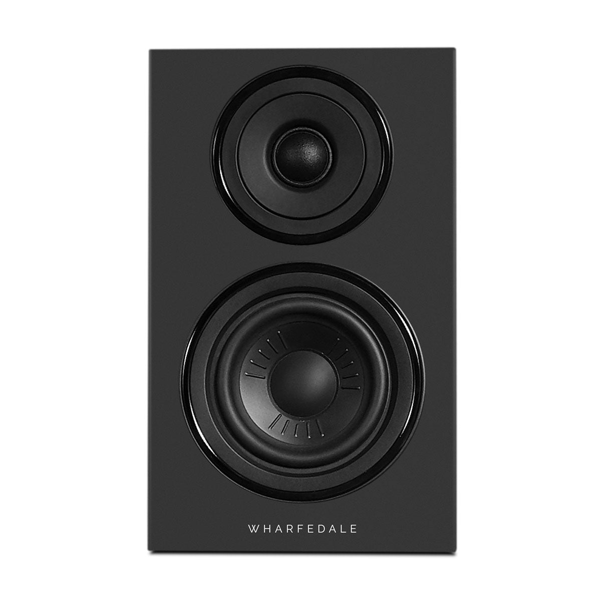 Wharfedale Diamond 12.0i 2-Way Bookshelf Speakers - single black speaker front view without grille