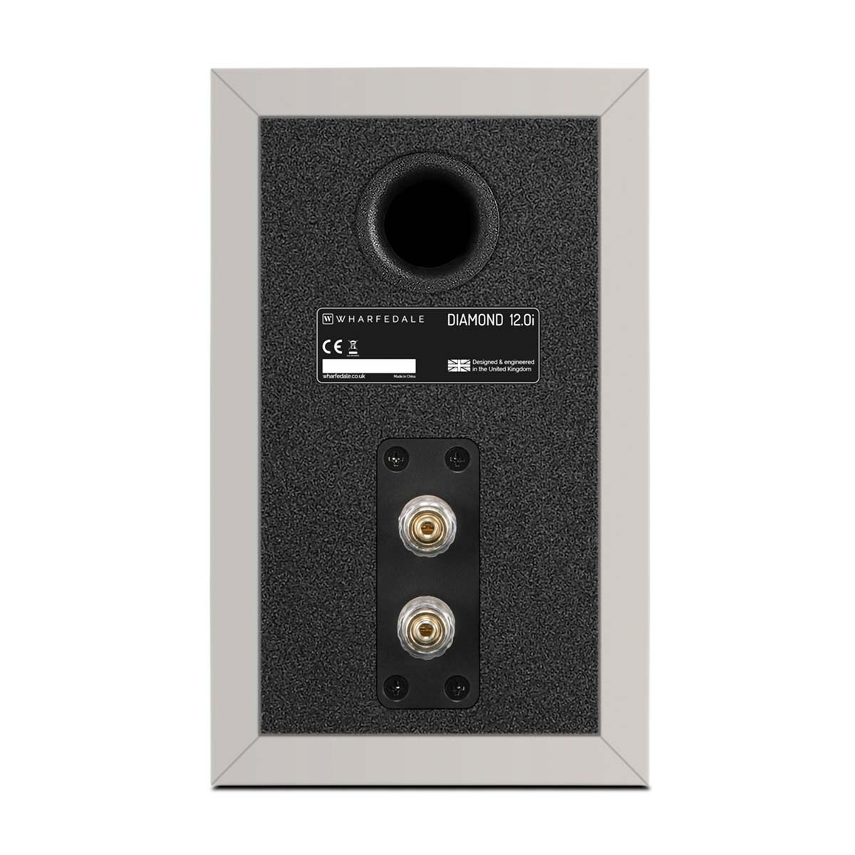 Wharfedale Diamond 12.0i 2-Way Bookshelf Speakers - single grey speaker rear view