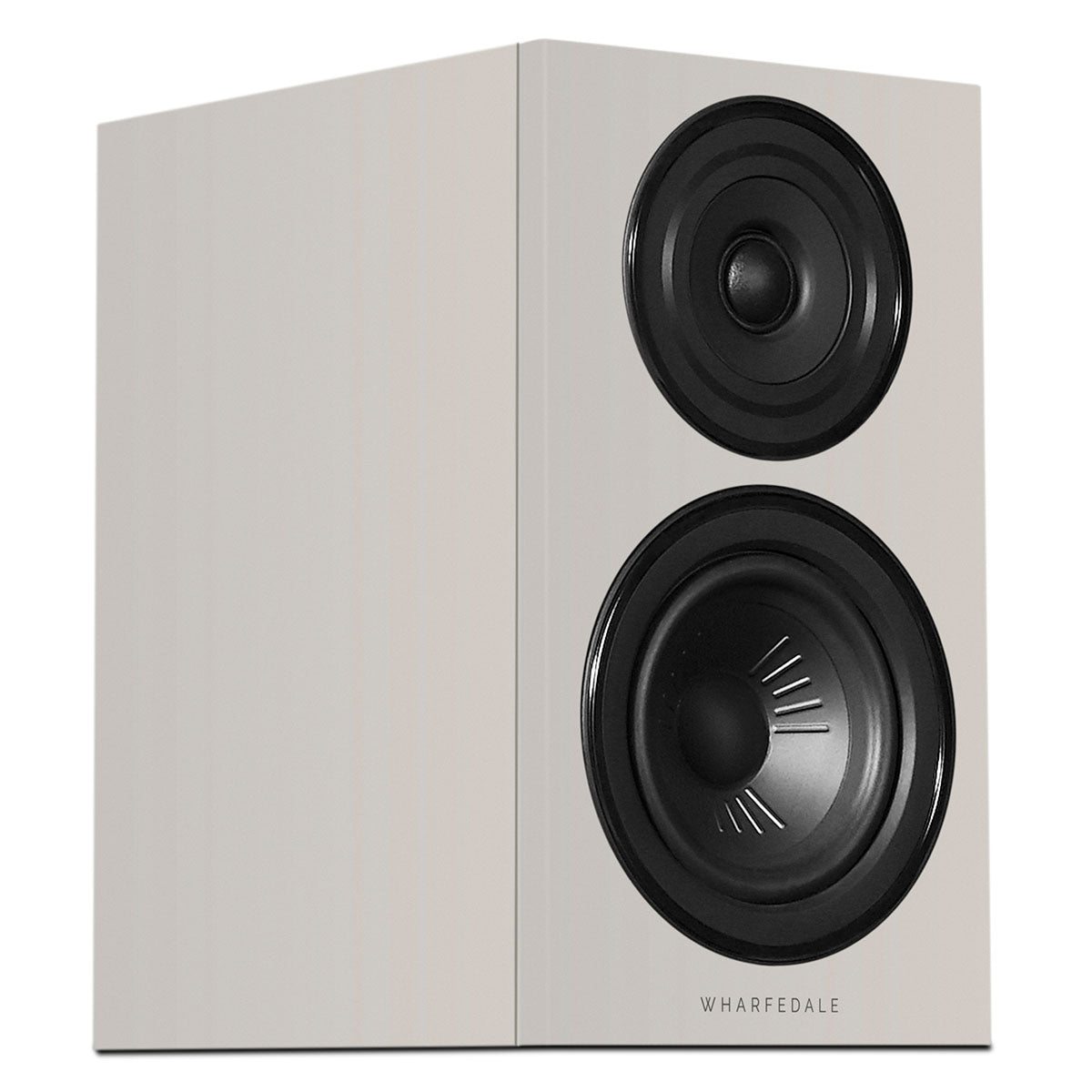Wharfedale Diamond 12.1i 2-Way Bookshelf Speakers - single grey speaker front view angled right without grille