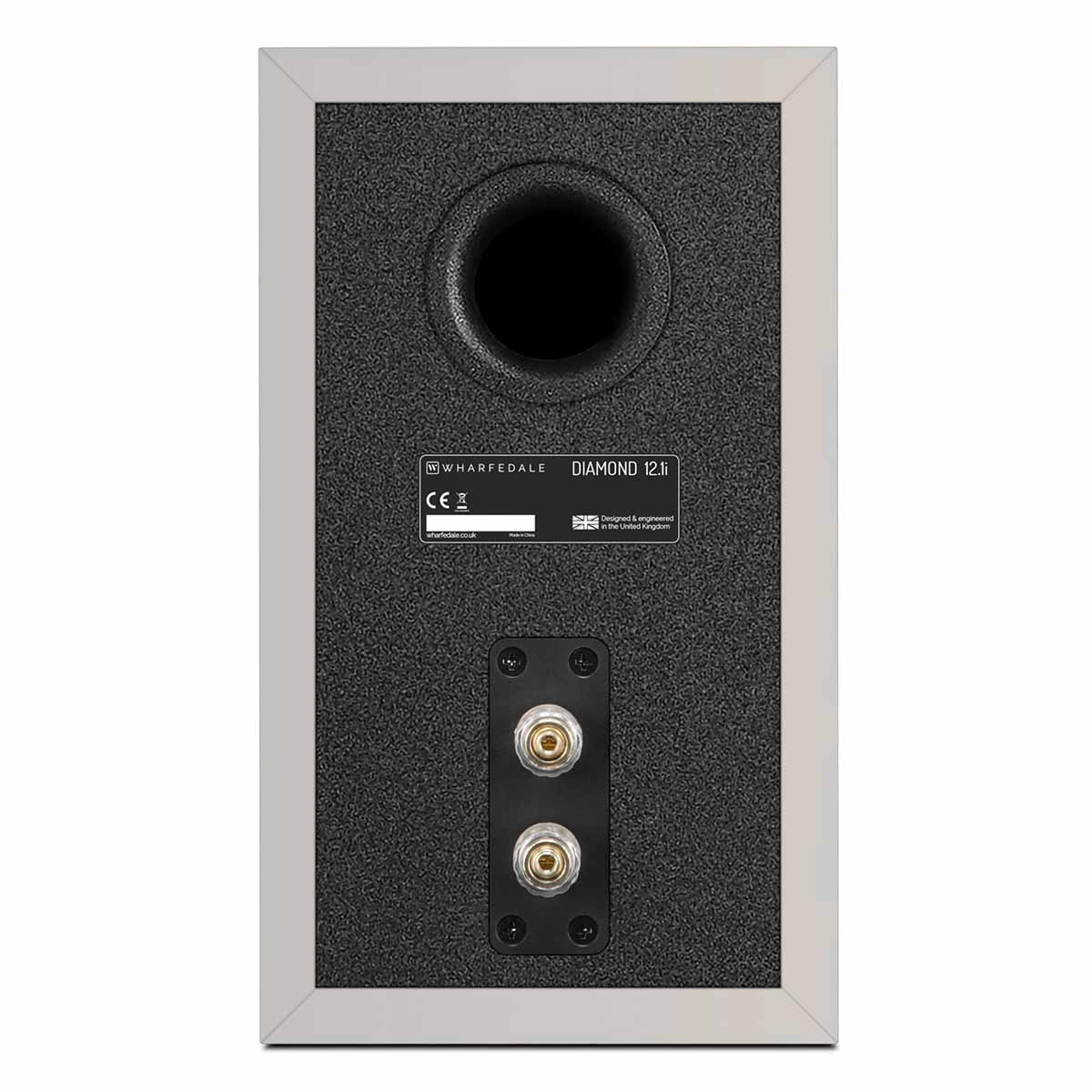 Wharfedale Diamond 12.1i 2-Way Bookshelf Speakers - single grey speaker rear view
