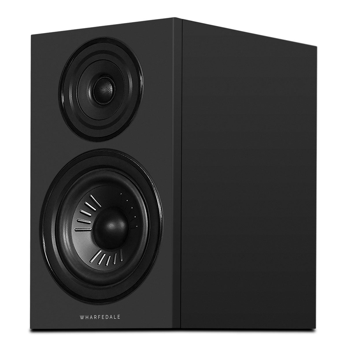 Wharfedale Diamond 12.2i 2-Way Bookshelf Speakers - single black speaker front view angled left without grille