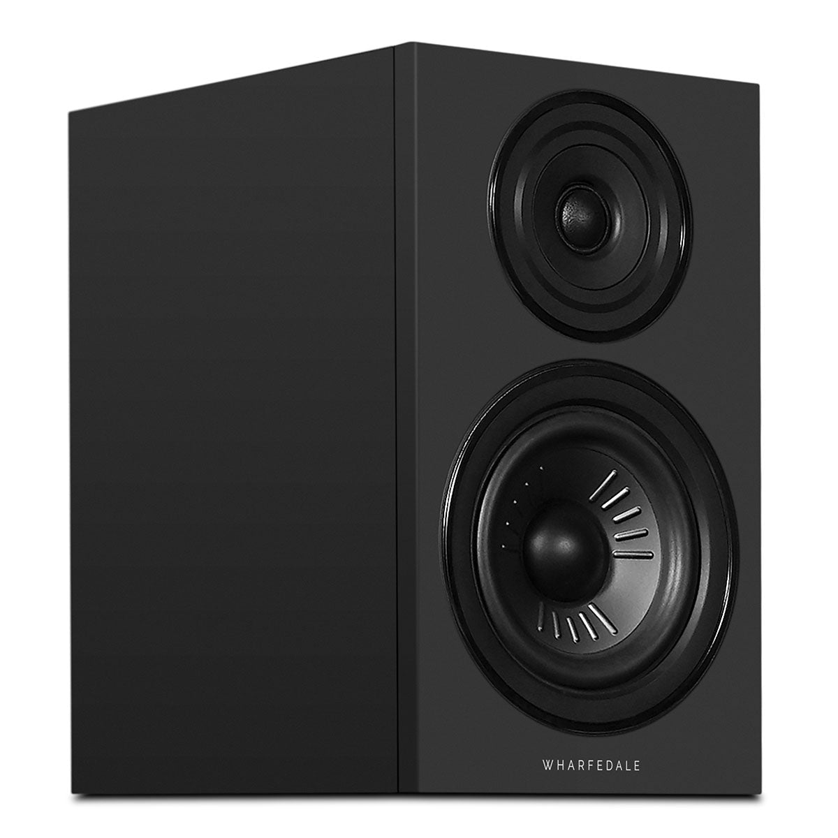 Wharfedale Diamond 12.2i 2-Way Bookshelf Speakers - single black speaker front view angled right without grille