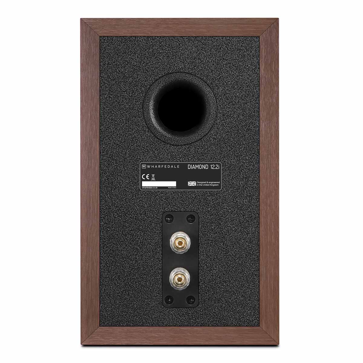 Wharfedale Diamond 12.2i 2-Way Bookshelf Speakers - single walnut speaker rear view