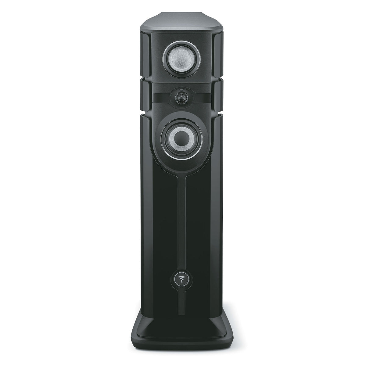 Focal Diva Alta Utopia 4-Way Active Wireless Loudspeaker - single Black High Gloss speaker without grilles - front view