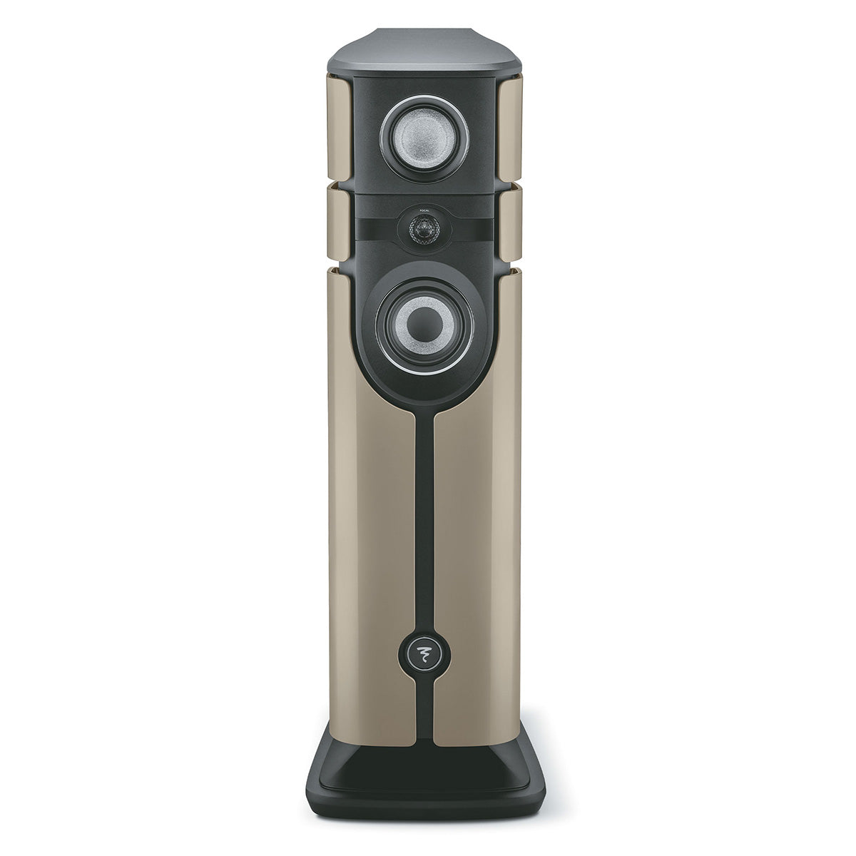 Focal Diva Alta Utopia 4-Way Active Wireless Loudspeaker - single Dune High Gloss speaker without grilles - front view