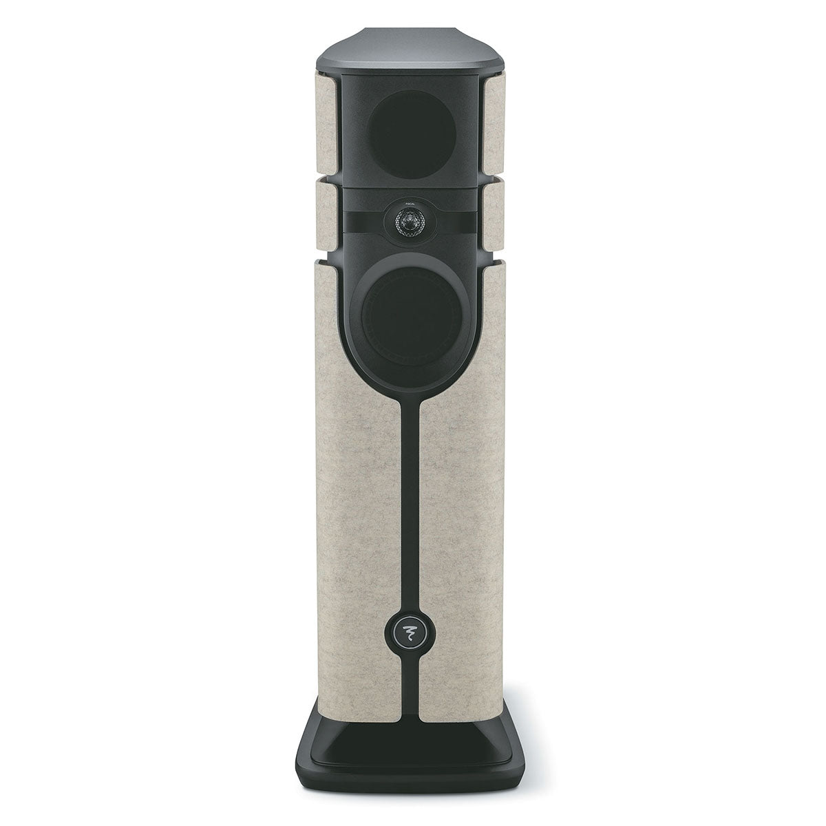 Focal Diva Alta Utopia 4-Way Active Wireless Loudspeaker - single Ivory Felt speaker with grilles - front view