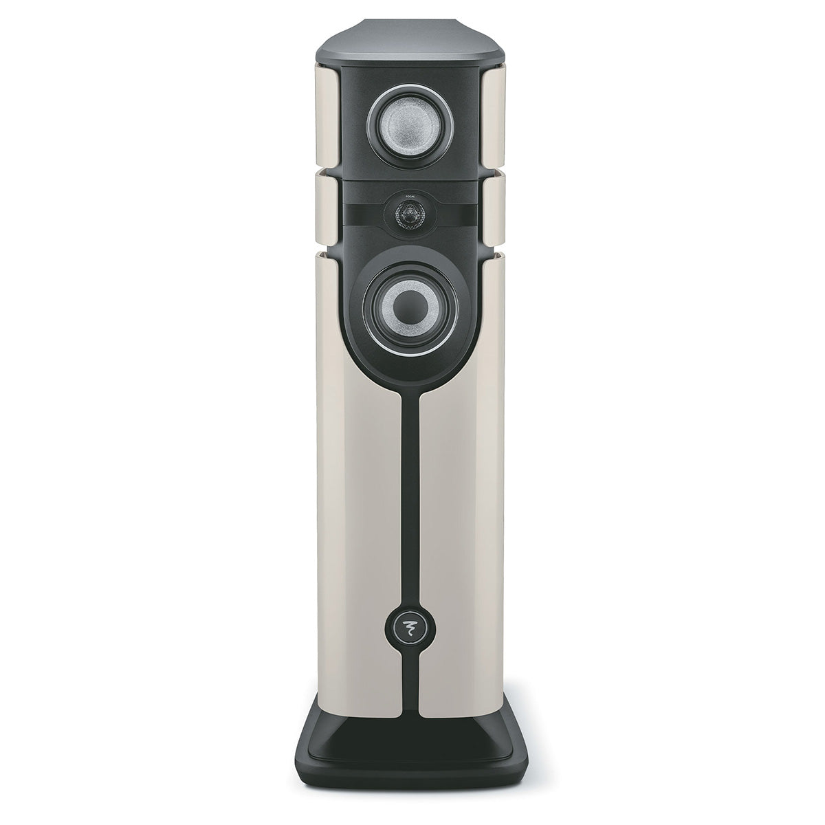 Focal Diva Alta Utopia 4-Way Active Wireless Loudspeaker - single Off-White High Gloss speaker without grilles - front view