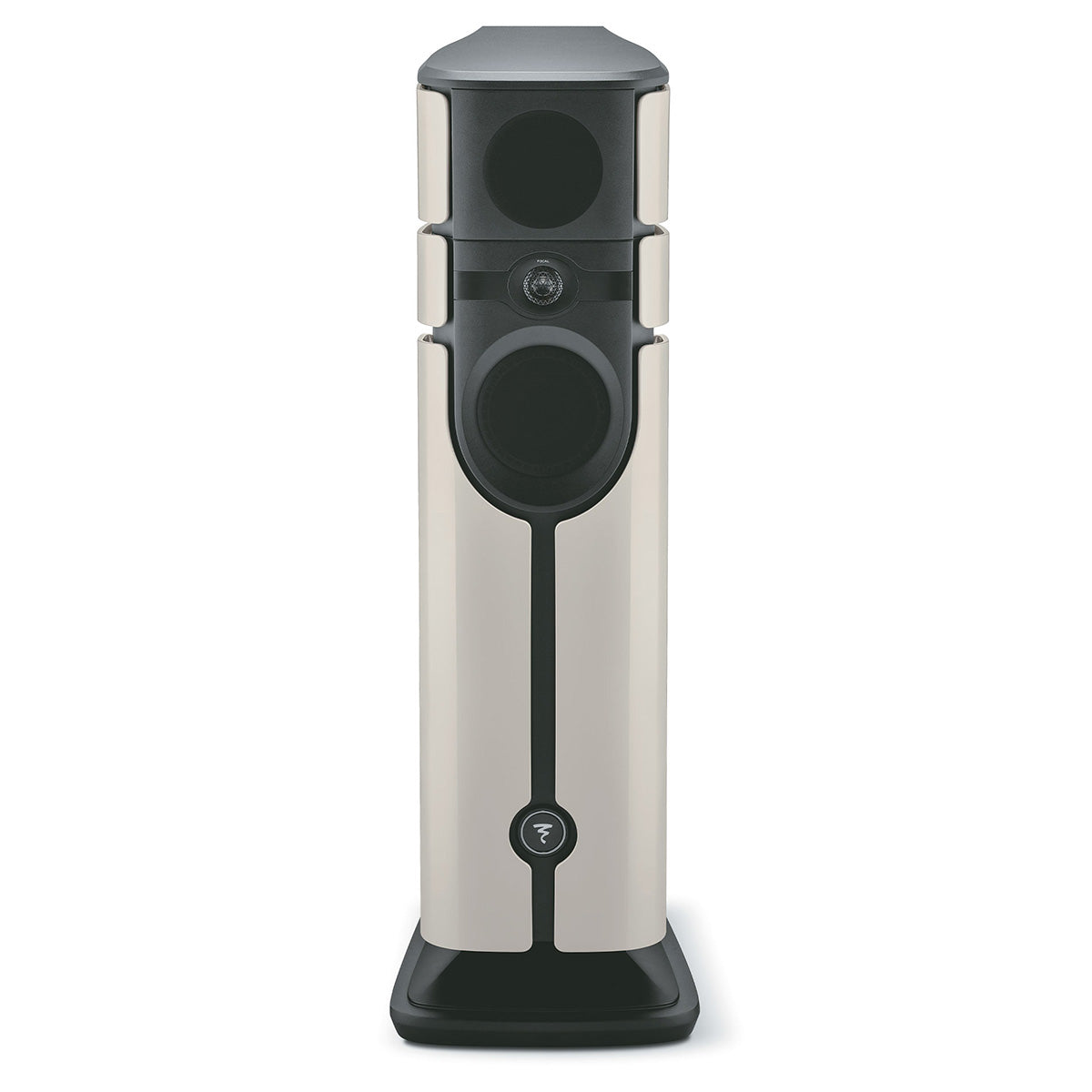 Focal Diva Alta Utopia 4-Way Active Wireless Loudspeaker - single Off-White High Gloss speaker with grilles - front view
