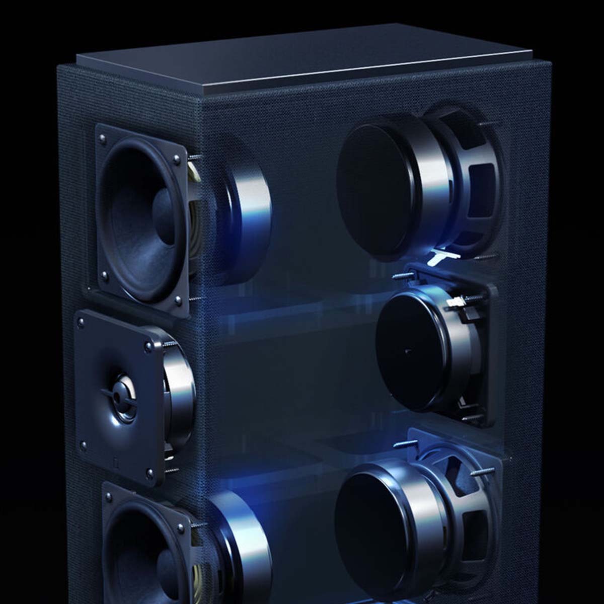 Definitive Technology Dymension DM40 Slim Bipolar Tower Speaker - Each cutaway view