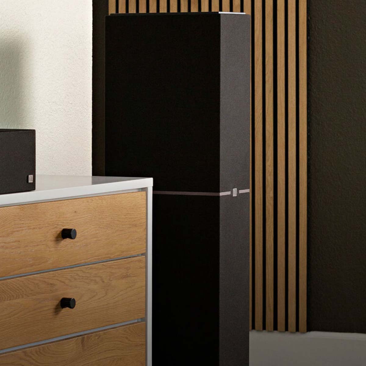 Definitive Technology Dymension DM60 Bipolar Tower Speaker - Each in room next to media cabinet