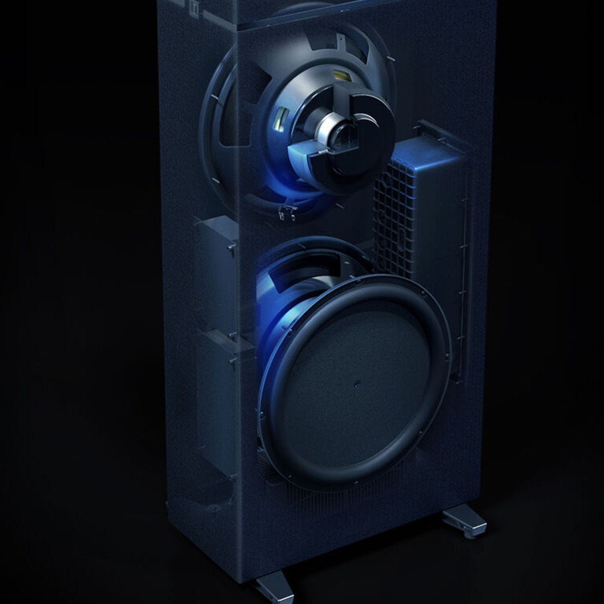 Definitive Technology Dymension DM80 Flagship Bipolar Tower Speaker - Each close up of subwoofer