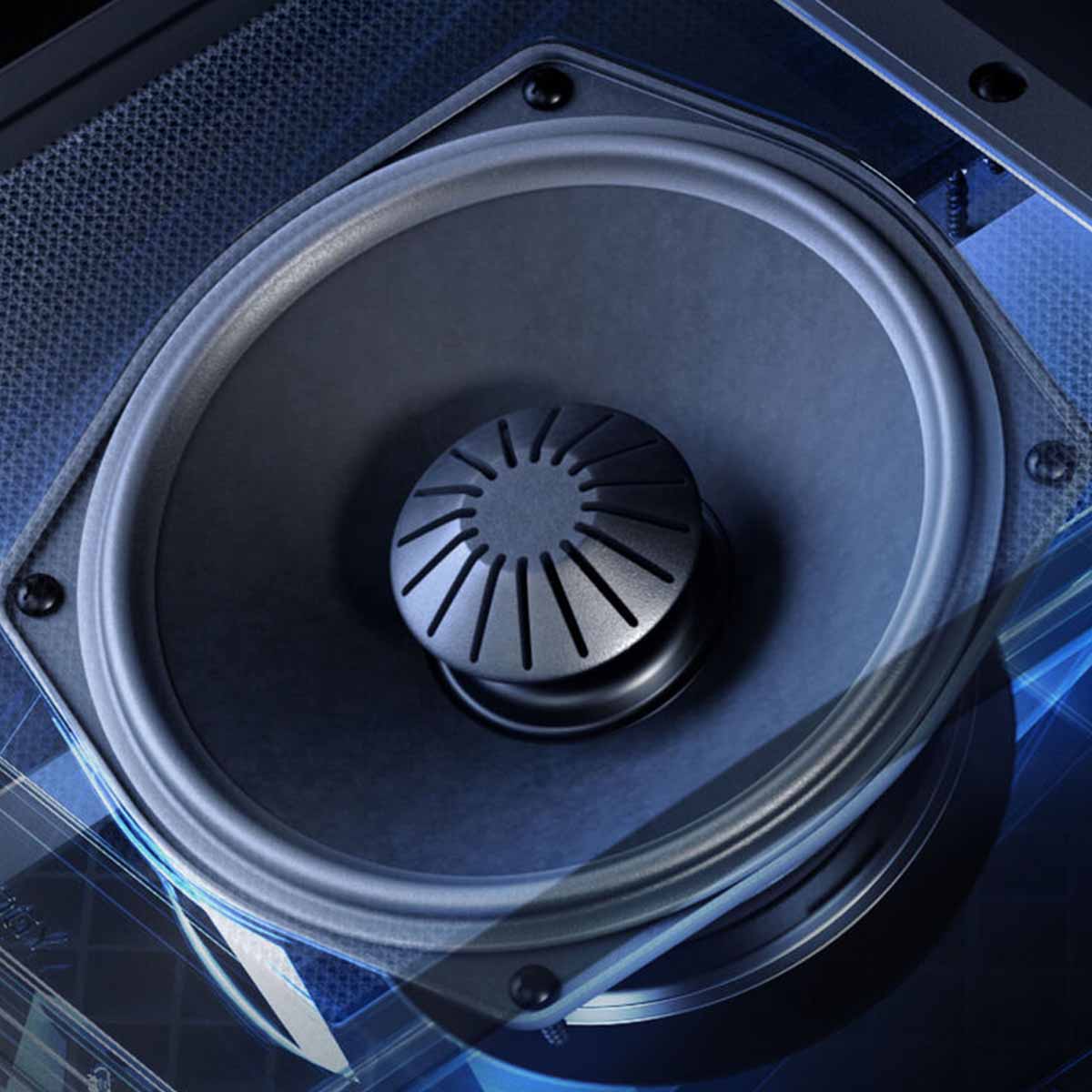 Definitive Technology Dymension DM90 Integrated Height Module for Dymension DM80 and DM70 - Pair close-up of woofer