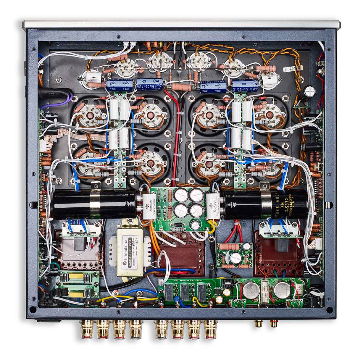 PrimaLuna Evo 400 Tube Power Amplifier - top view of internal components