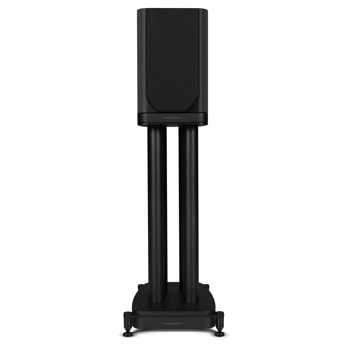 Wharfedale Evo 5.1 5-inch 2-way Bookshelf Speaker - Black - single speaker on stand with grille front view