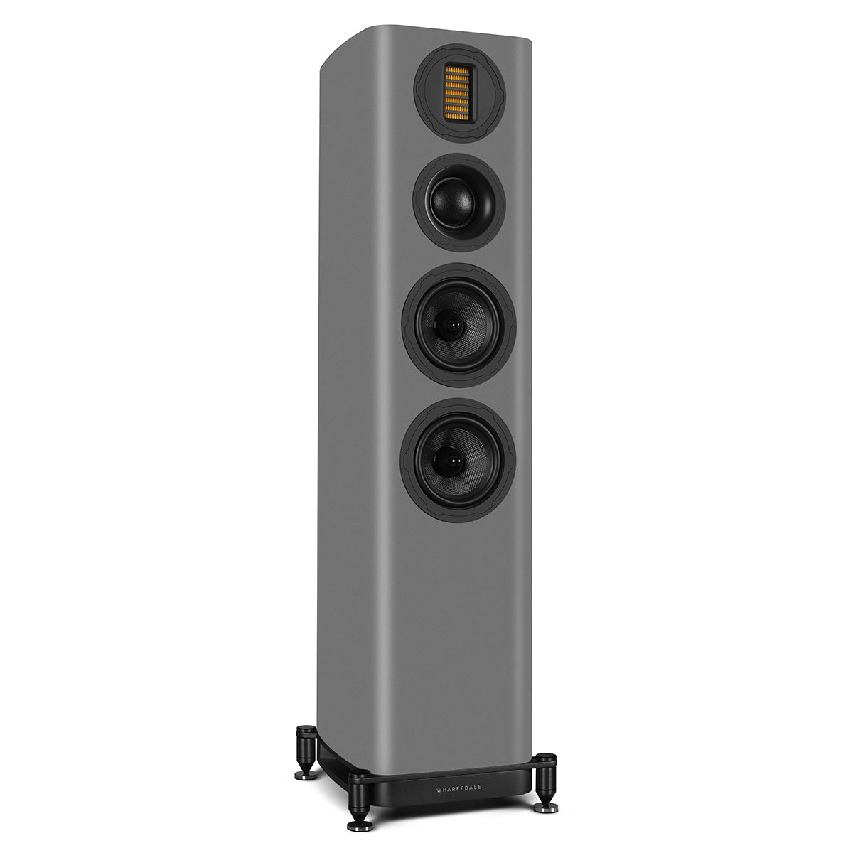 Wharfedale Evo 5.3 Dual 5-inch 3-way Floorstanding Speakers - Grey - single speaker without grille angled right